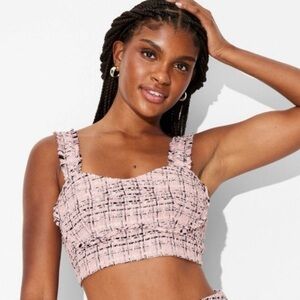 NWT Wild Fable Tweed Boucle Tiny Cropped Tank Top